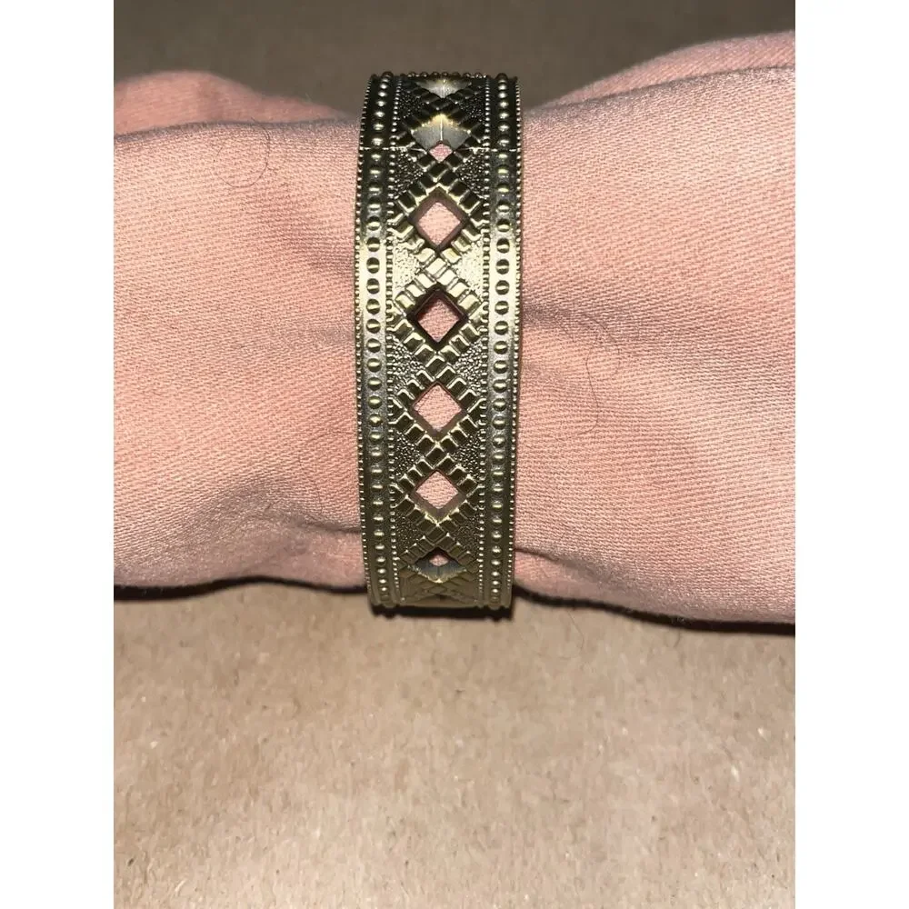 Heidi Daus Double Trouble Bangle Cuff Wrist Watch Swarovski Crystals Brass Tone